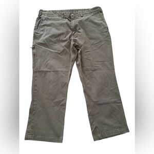 Duluth Trading Pants Flex Ballroom Khakis Mens 42x28 Olive Green Work Outdoors